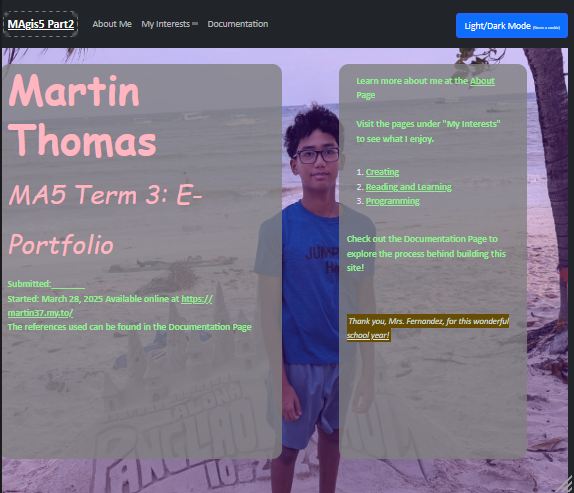 A picture of the homepage